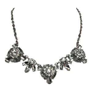 J.Crew Multi- Gem Silvertone Flower Style Necklace